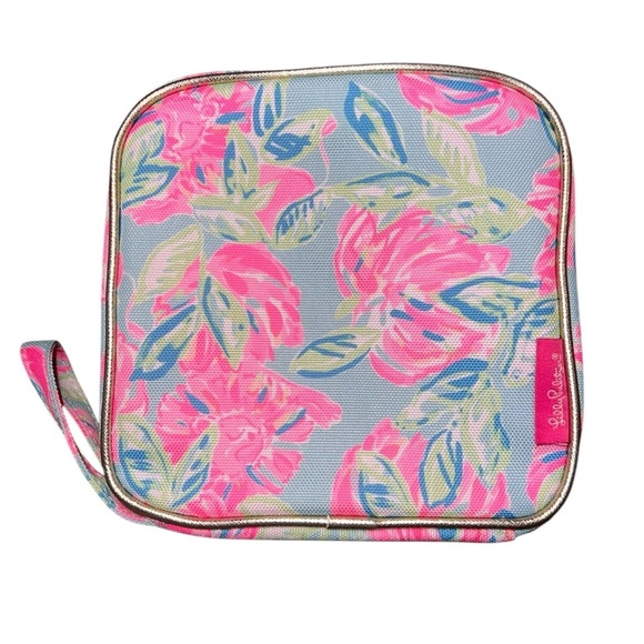 Like New Lilly Pulitzer Cord Organizer Tech Pouch Totally Blossom Pink Blue - Picture 1 of 6